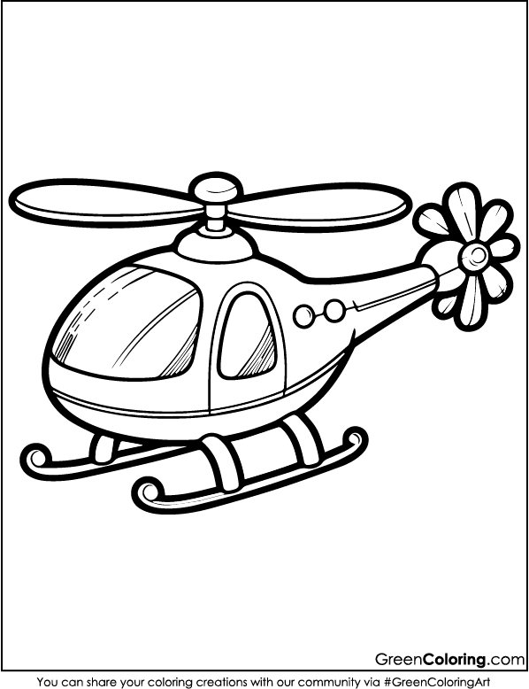 Download Free Printable Helicopter Coloring Page PDF