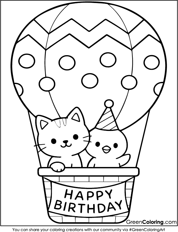 Free Printable Hot Air Balloon Coloring Pages PDF