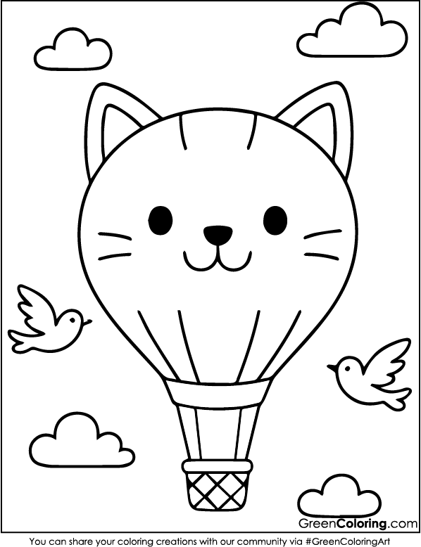 Download Free Hot Air Balloon Coloring Sheets PDF