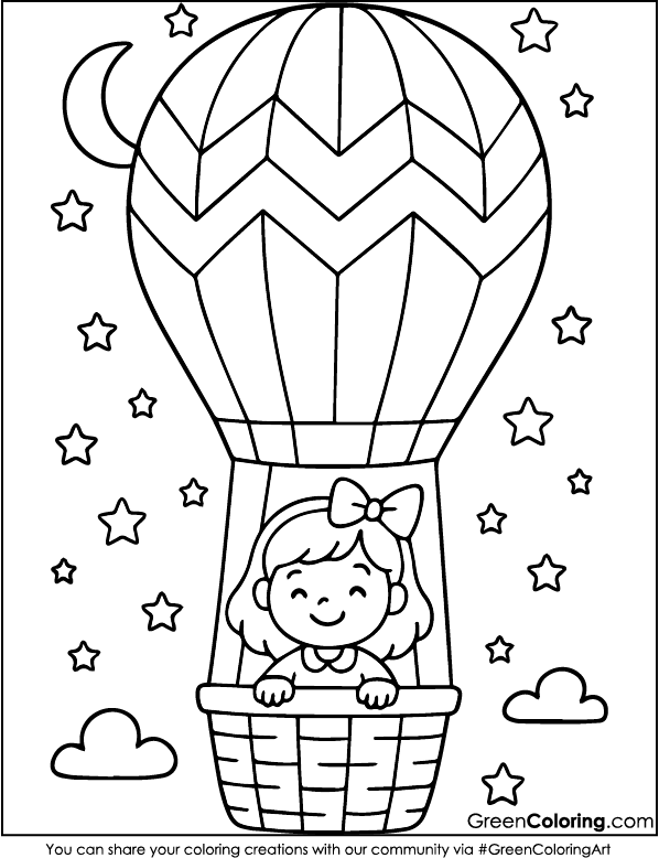Download Free Hot Air Balloon Coloring Pages PDF