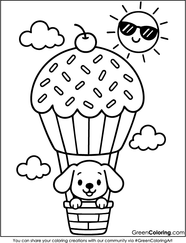 Download Free Hot Air Balloon Coloring Page PDF