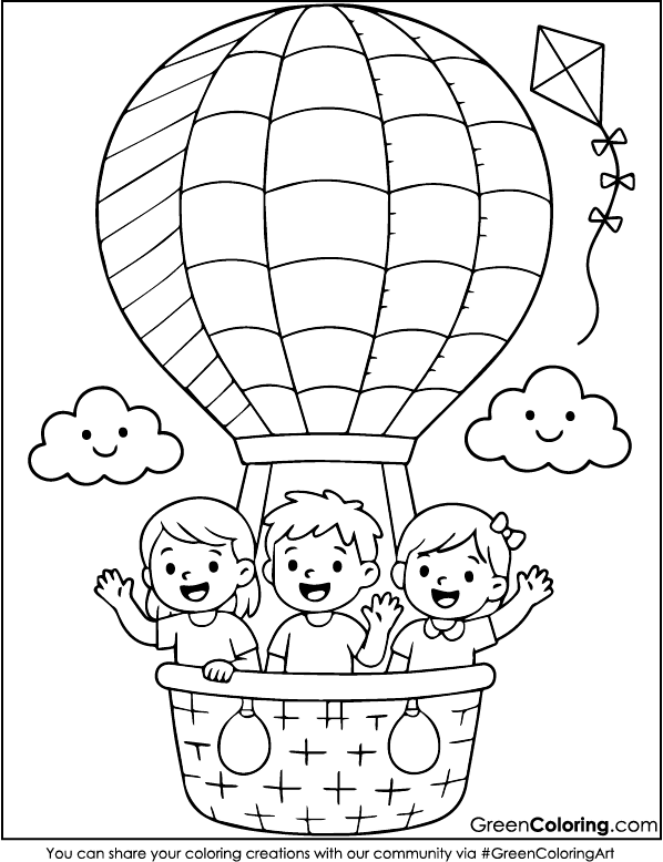 Hot Air Balloon Coloring Page
