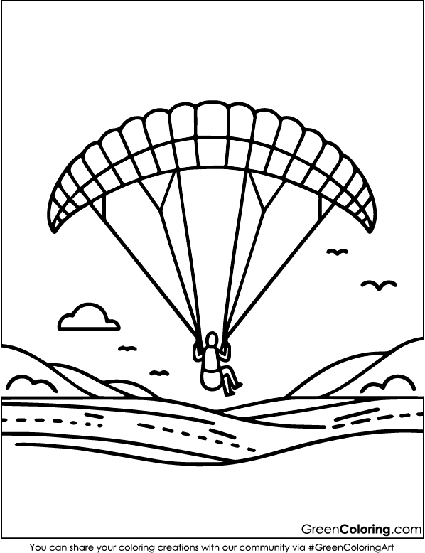 Paraglider Coloring Page