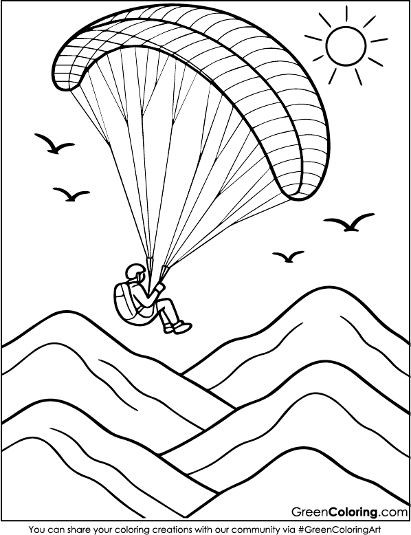 Paraglider Coloring Pages PDF