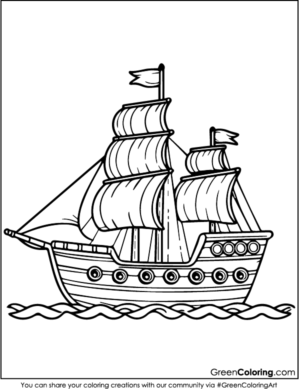 Download Free Printable Ship Coloring Pages PDF