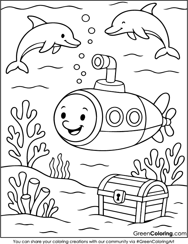 Submarine Coloring Pages PDF