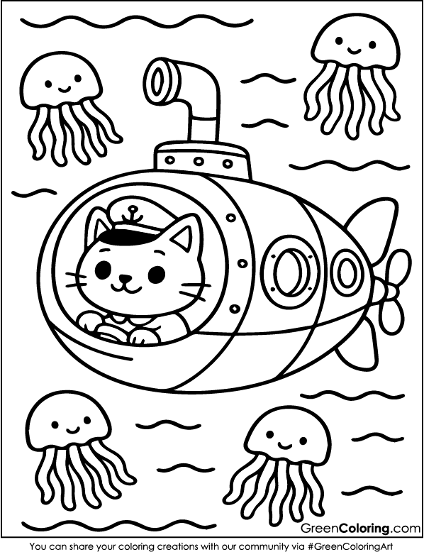 Printable Submarine Coloring Pages PDF