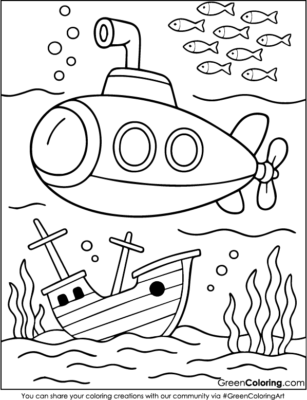 Free Printable Submarine Coloring Pages PDF