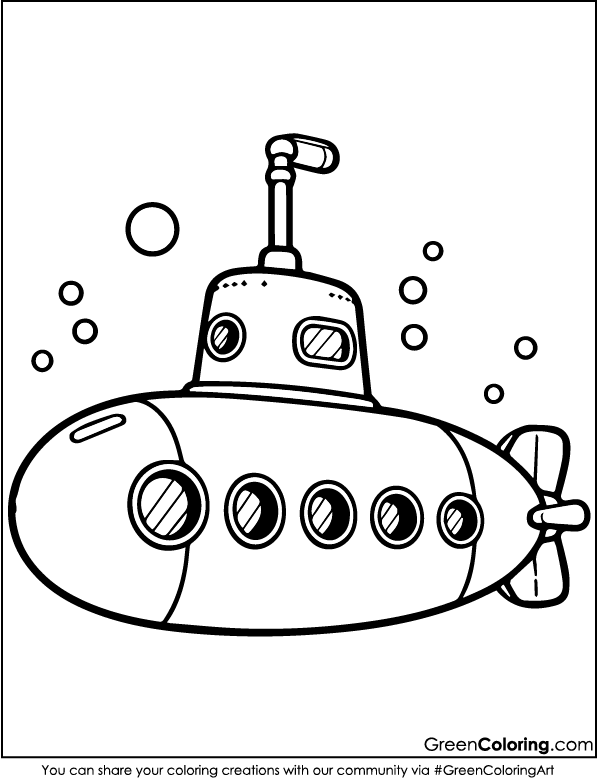 Download Free Printable Submarine Coloring Pages PDF
