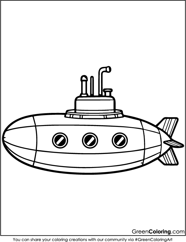 Printable Free Submarine Coloring Pages for Kids and Toddlers