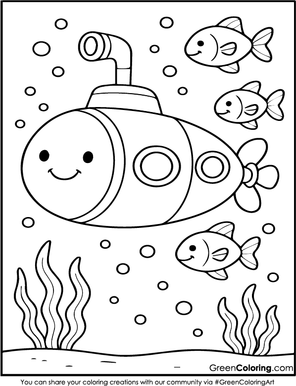 Free Cute Submarine Coloring Sheets