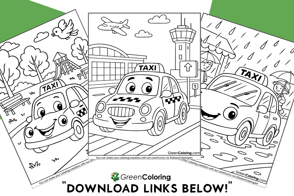 Free Taxi Coloring Pages for Kids and Toddlers