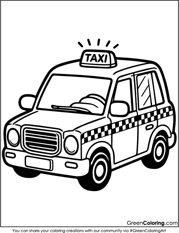 Download Free Printable Taxi Coloring Sheets PDF