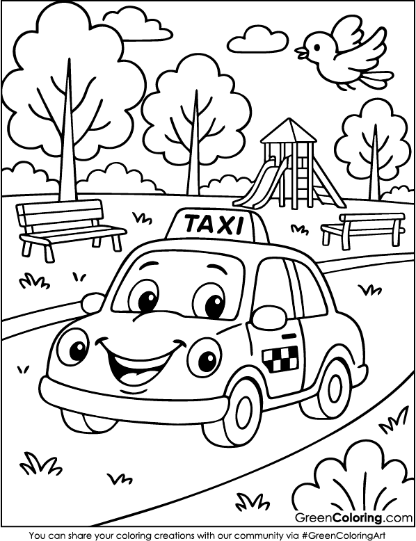 Taxi Coloring Page