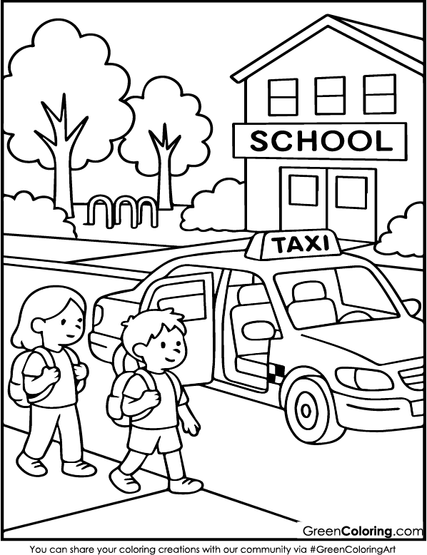 Taxi Coloring Pages PDF