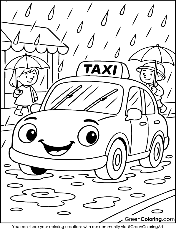 Printable Taxi Coloring Pages PDF