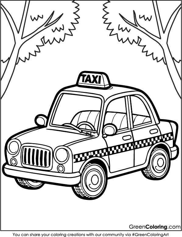 Download Free Printable Taxi Coloring Pages PDF