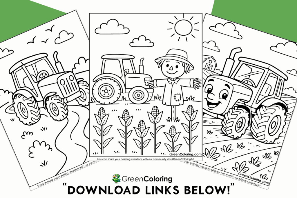 Free Tractor Coloring Pages for Kids and Toddlers