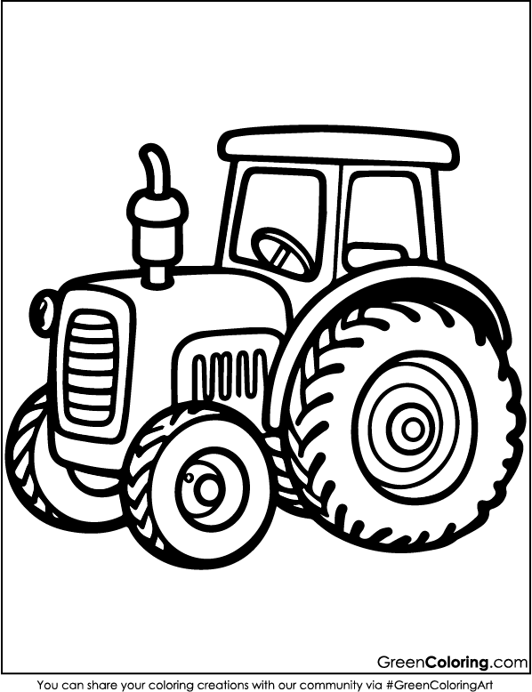 Download Free Printable Tractor Coloring Page PDF