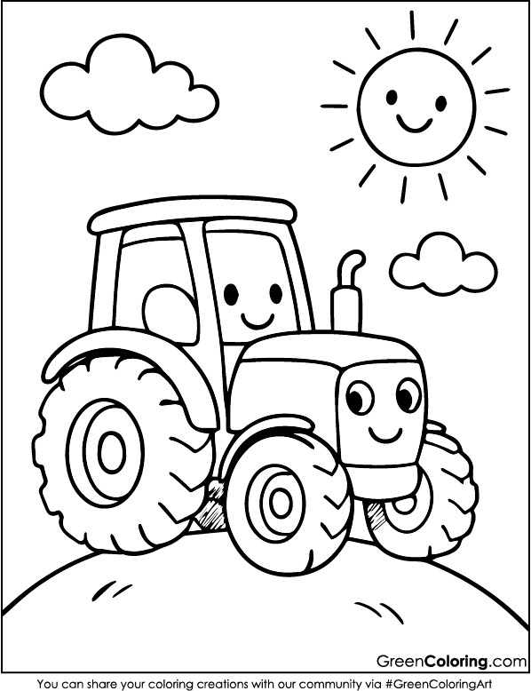 Free Tractor Coloring Pages for Kids and Toddlers
