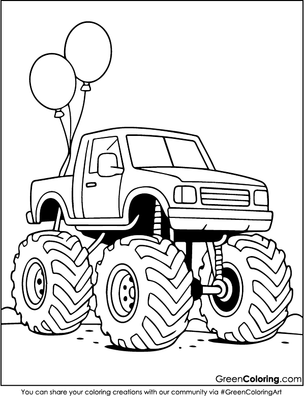 Simple Monster Truck Coloring Sheets