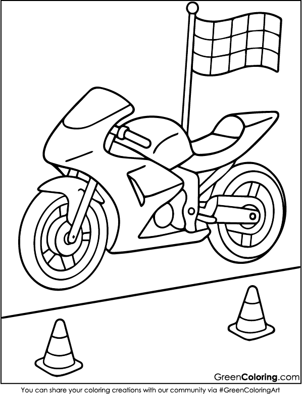 Simple Motorcycle Coloring Pages for Kids and Toddlers