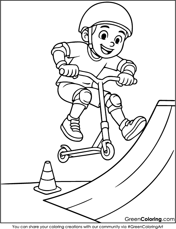 Download Free Scooter Coloring Page PDF