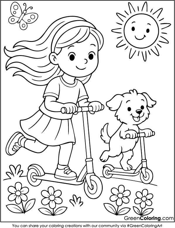 Download Free Scooter Coloring Sheets PDF