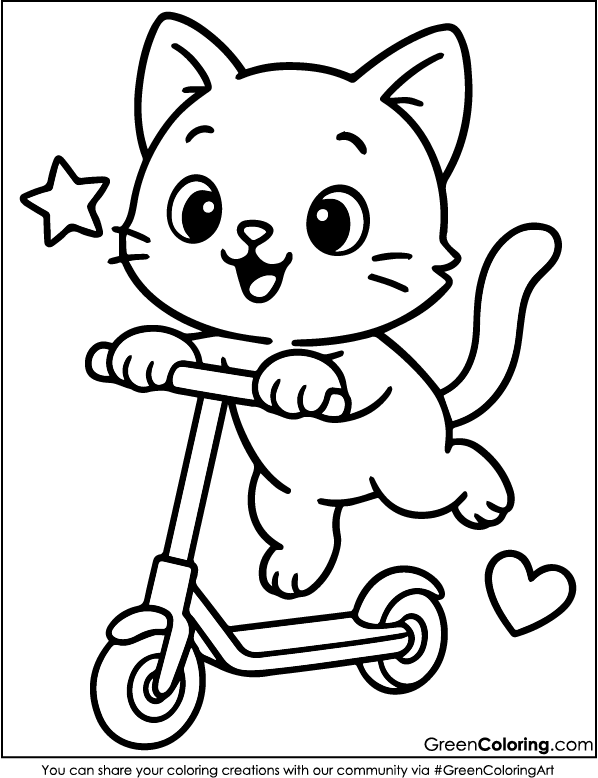 Cute Scooter Coloring Pages PDF