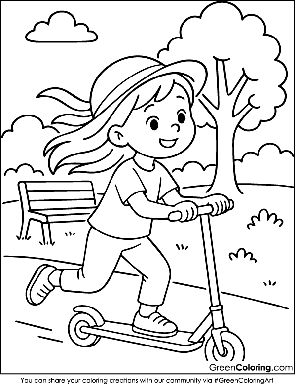 Printable Scooter Coloring Pages PDF