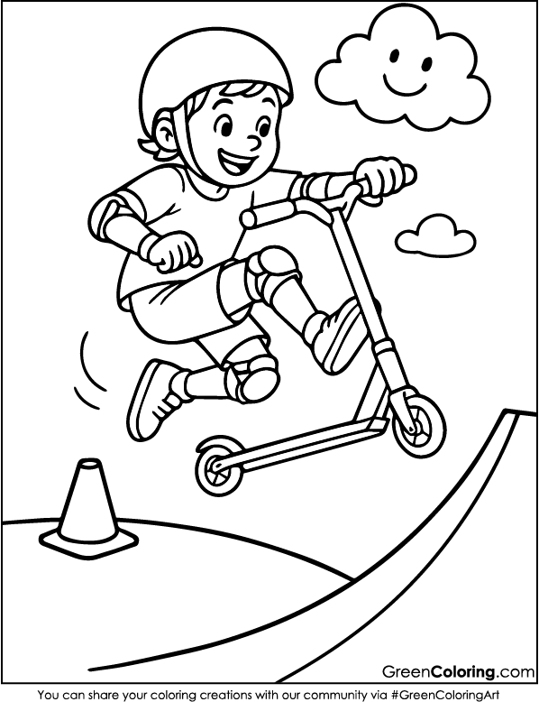 Free Printable Scooter Coloring Pages PDF
