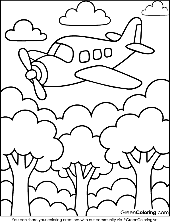 Download Free Airplane Coloring Page Printable PDF