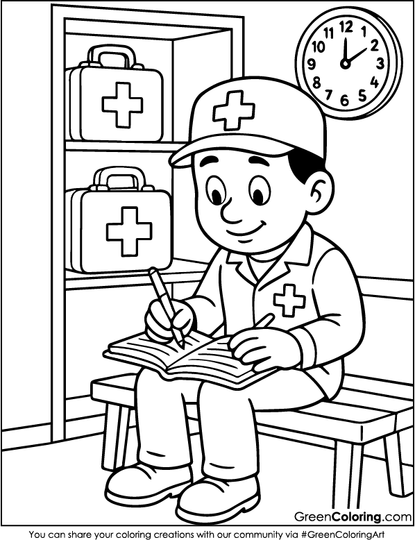 Ambulance Coloring Pages for Kids and Adults