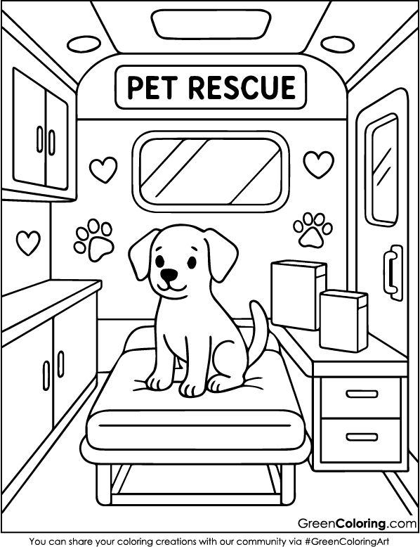 Ambulance Coloring Page