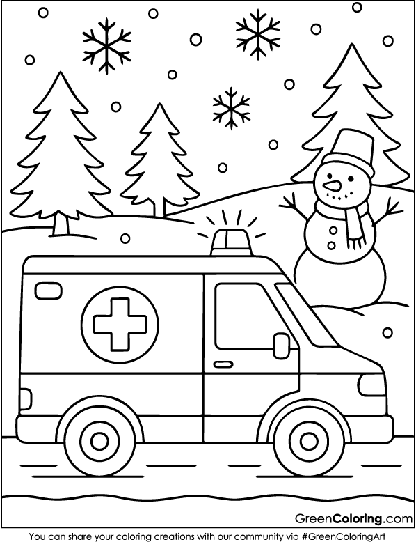 Download Free Printable Ambulance Coloring Pages PDF