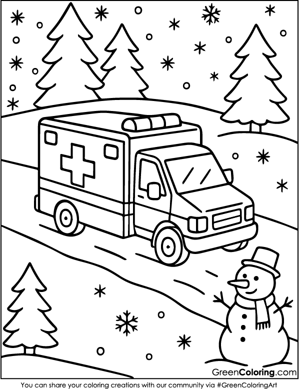 Download Free Printable Ambulance Coloring Pages PDF