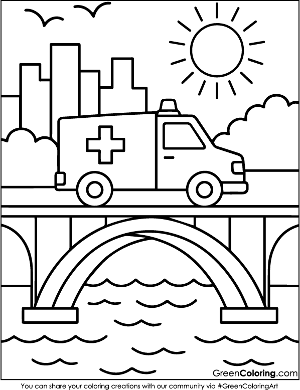 Ambulance Coloring Page