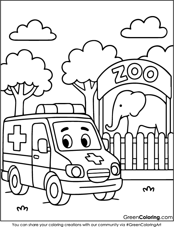 Ambulance Coloring Page