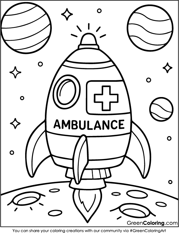 Ambulance Coloring Page