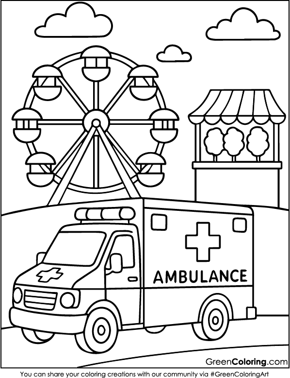 Ambulance Coloring Page