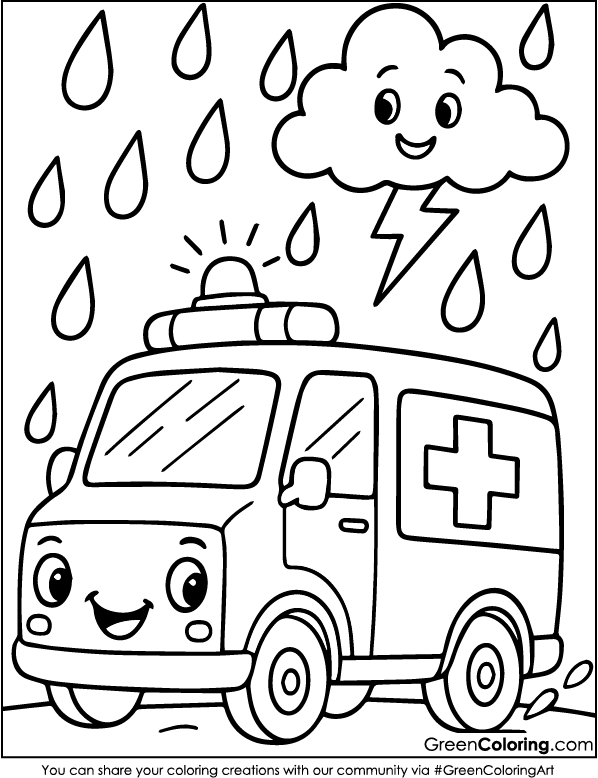 Free Printable Ambulance Coloring Pages PDF