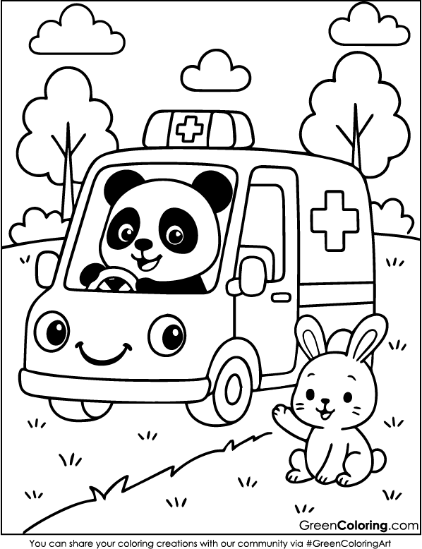 Free Printable Ambulance Coloring Pages PDF