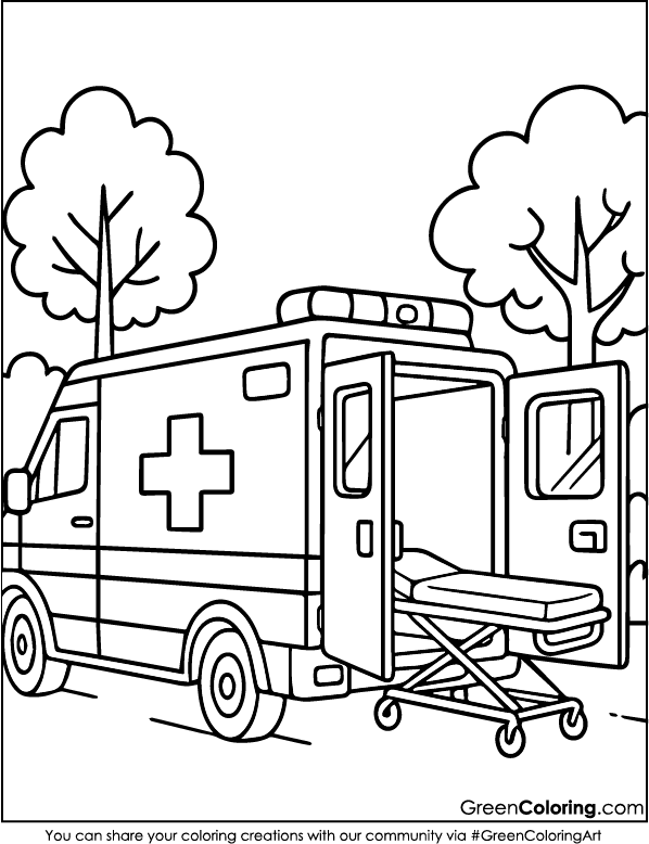 Printable Ambulance Coloring Pages PDF