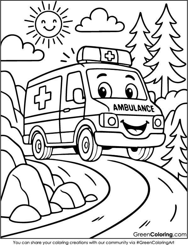 Ambulance Coloring Pages