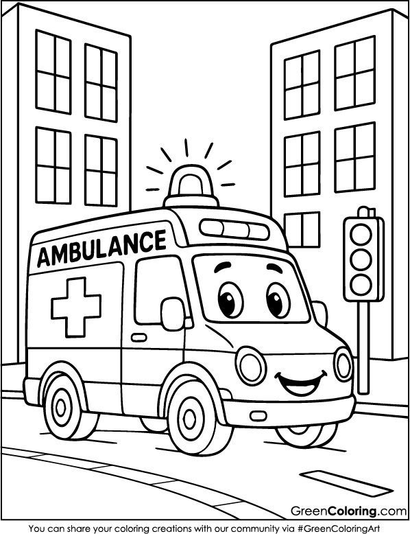 Ambulance Coloring Pages