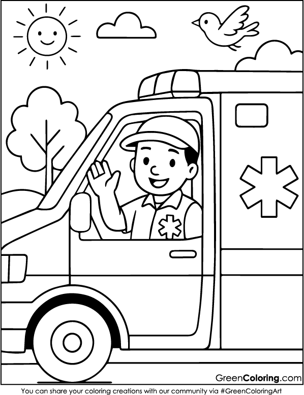 Ambulance Coloring Pages