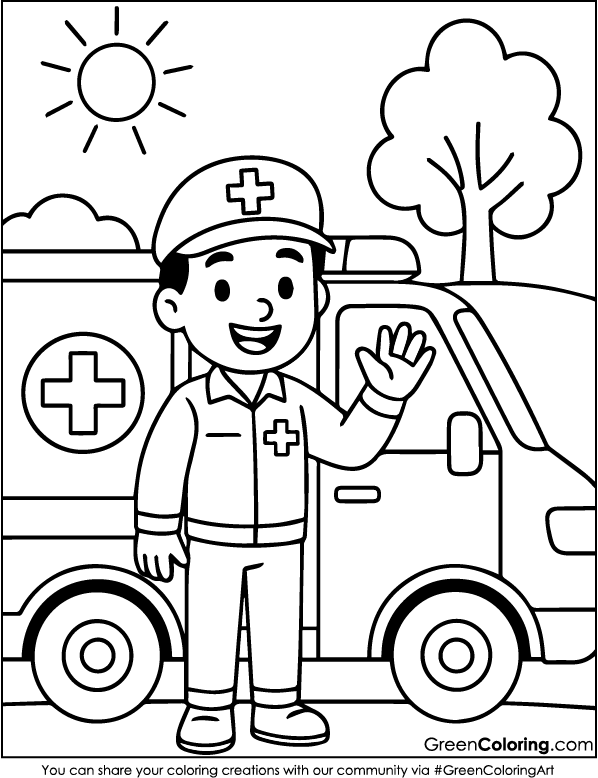 Ambulance Coloring Pages PDF