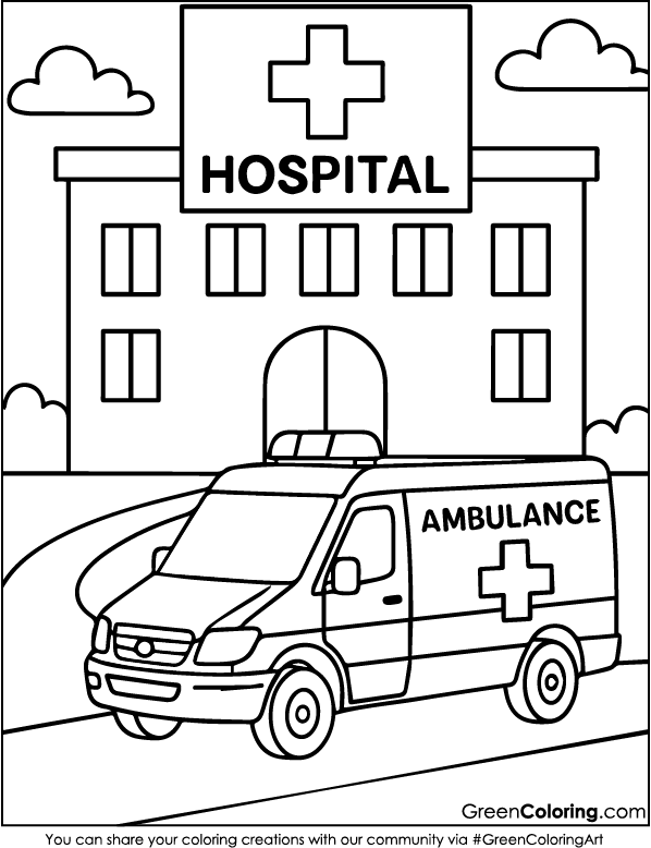 Ambulance Coloring Pages PDF