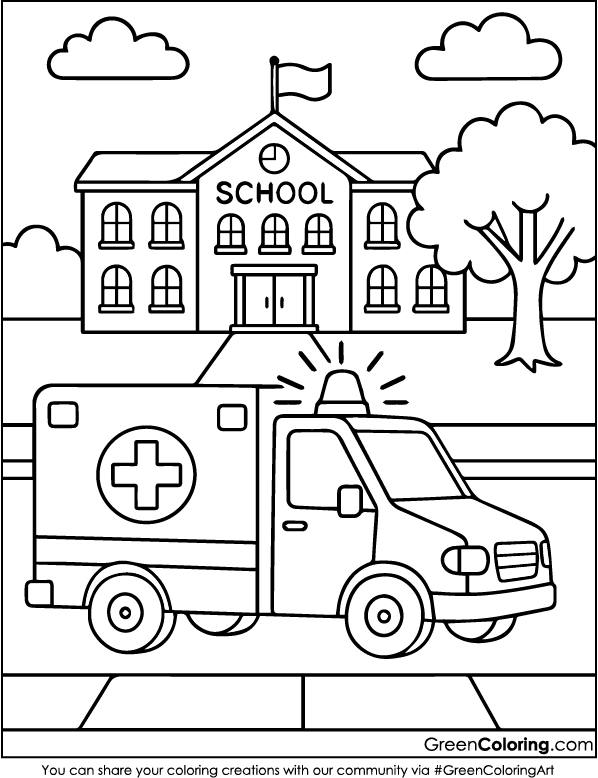 Printable Ambulance Coloring Pages PDF