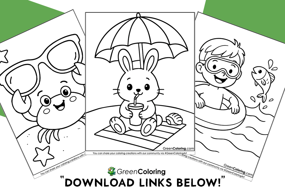 Printable Beach Coloring Pages PDF